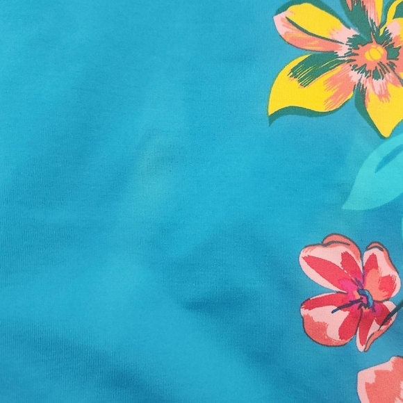 Lands End Turquiose Tropical Floral Tankini Swim Top Plus 18W Modest Beach *Flaw - Picture 5 of 6